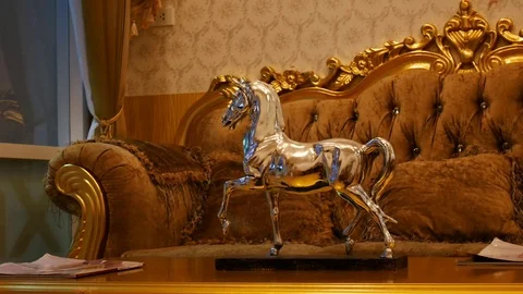 Horse gold statue Stock Footage 79669220