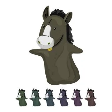 Horse hand puppet cartoon vector graphic Stock Illustration