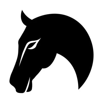 Horse head black vector icon on white background Stock Illustration
