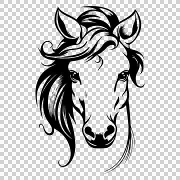 Horse Head Front View Facing Mane Ears Stock Illustration