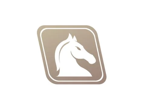 Horse head in the parallelogram shape for chess symbol logo design illustrati Stock Illustration