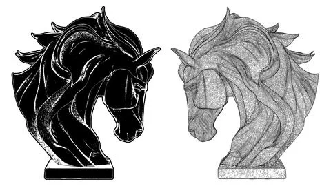 Horse Head Posture Statue Vector. Иллюстрация