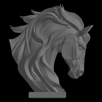 Horse Head Posture Statue Vector. 库存插图