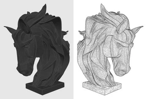 Horse Head Posture Statue Vector. Stock Illustration
