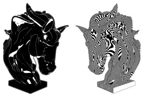 Horse Head Posture Statue Vector. 库存插图