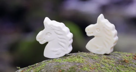 Horse head shape handmade soap bar outdoors Stock Footage 321611414