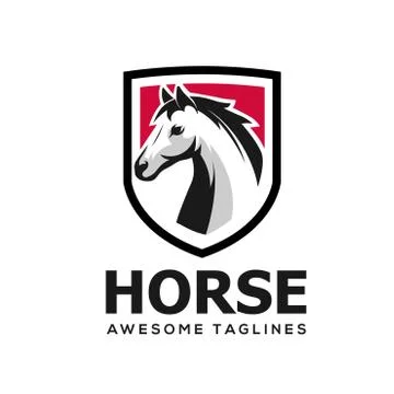 Horse Head with shield Simple Logo Stock Illustration