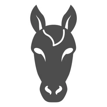 Horse head solid icon, Farm animals concept, stallion symbol on white background Stock Illustration