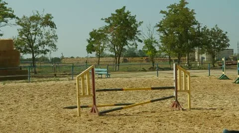 Horse Jumping Over Bar Stock Footage 22291850