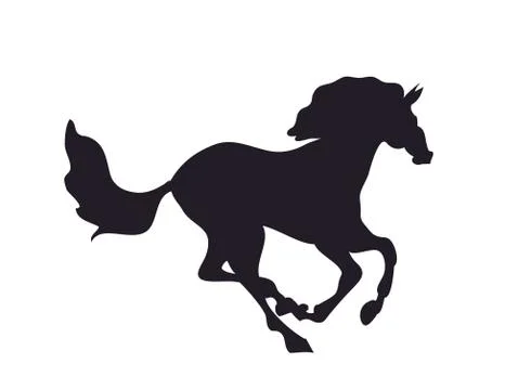 Horse jumping, silhouette, vector. Illustrazione stock