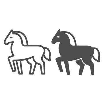 Horse line and solid icon, worldwildlife concept, horse vector sign on white Stockillustratie
