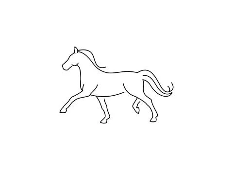 Horse Logo Design Template Vector Illustration | Animal Line Art Stock Illustration