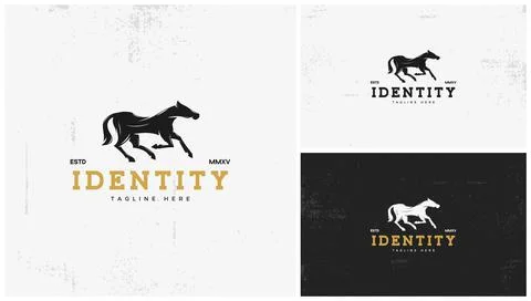 Horse logo with jumping position Stock Illustration