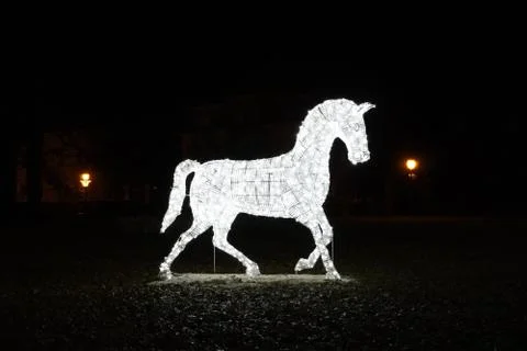 A horse made of Christmas lights Stock Photos
