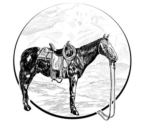 Horse in mountains Stock Illustration
