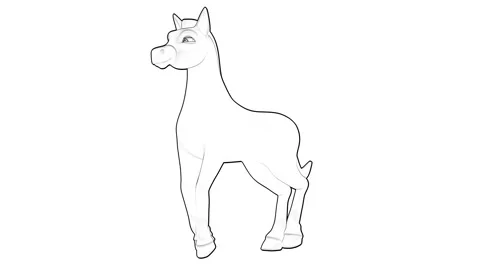 Horse Outline Dancing Perspective View Stock-Footage 328407932