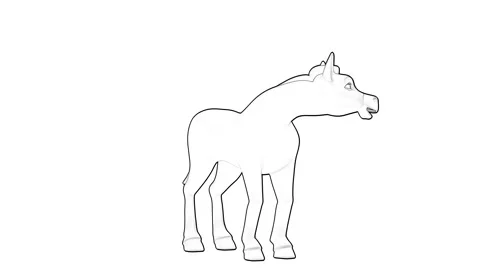 Horse Outline Eating Loop Front View Stock Footage 328409380