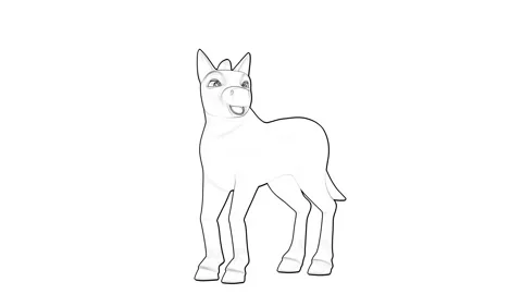 Horse Outline Eating Loop Perspective View Stock Footage 328407934