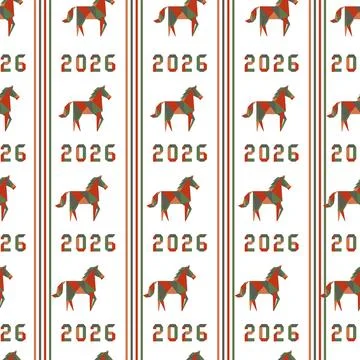 Horse pattern with 2026 text arranged in vertical lines, suitable for holid.. Stock Illustration