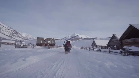 Horse Pulling Sled Through Village Run Video Stock Footage 320162018