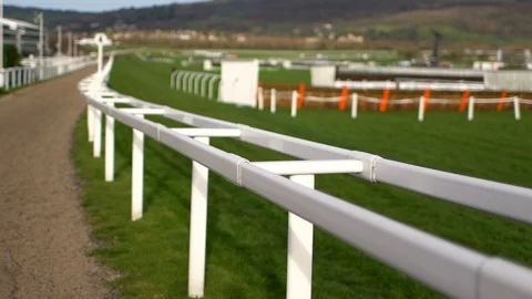 Horse Race Railing Stock Footage 129972591