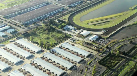 Horse Raceway - Aerial View Stock Footage 34653373