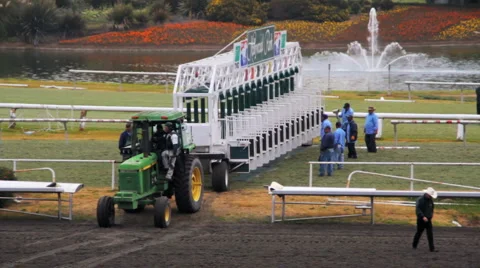 Horse Racing 11 - Gate pullway Stock Footage 1079473