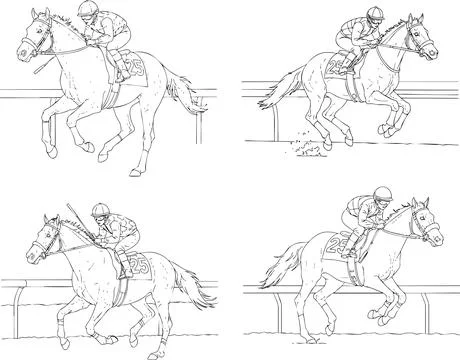 Horse Racing Sequence Stock Illustration