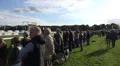 Horse Racing visitors enthusiasm watching the race panning shot HD Footage