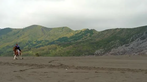 Horse riding at Bromo. East Java, Indonesia. Stock Footage 205479091