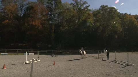 Horse Riding in Ring- Wide Angle Stock Footage 63127924