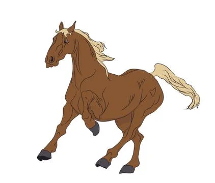 Horse running, color, vector Illustrazione stock