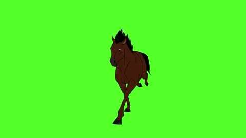 Horse Running cycle Front View Green Screen Stock Footage 305808229