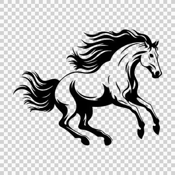 Horse Running With Flowing Mane tail hooves イラスト素材
