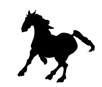 Horse running, silhouette, vector Stock Illustration
