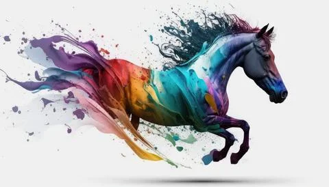 Horse shape Rainbow splash wave strong colors Stock Illustration
