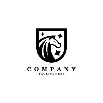 Horse shield logo design vector Illustrazione stock