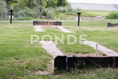Horse shoe pits Stock Photos