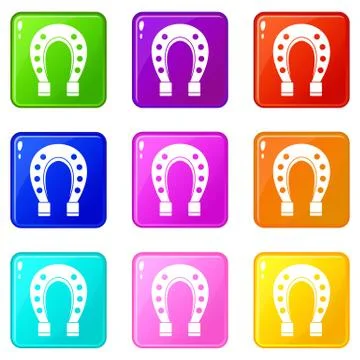 Horse shoe set 9 Stock Illustration
