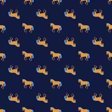 Horse silhouette simple seamless vector pattern. Illustrazione stock