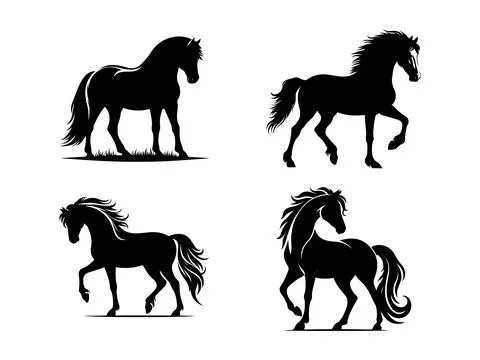 Horse silhouette vector set design Stock Illustration
