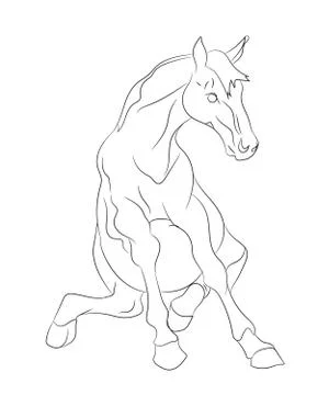 Horse sits vector lines Stock-Illustration