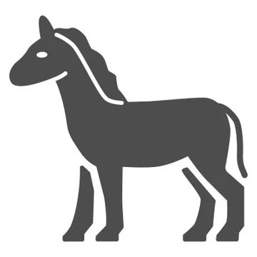 Horse solid icon, Farm animals concept, stallion sign on white background Illustrazione stock