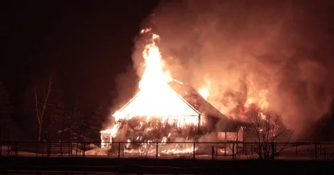 Horse stable on fire. Stock Footage 71107387