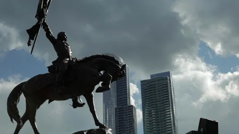 Horse Statue on a Cloudy Day Stock Footage 109640614