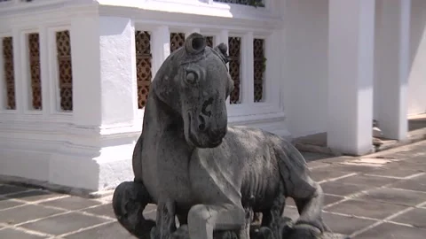 Horse statue in thai temple Stock Footage 149234133