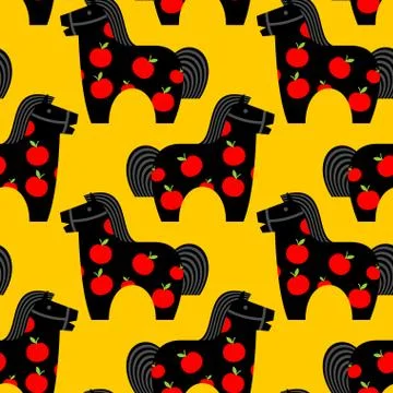 Horse toy seamless pattern. Childrens equine dapple ornament. hoss Kids backg Stock Illustration