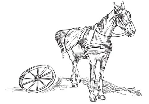 Horse with wheel Stock Illustration