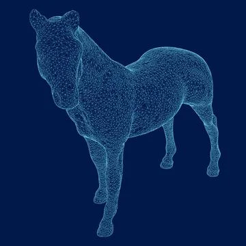 Horse wireframe vector Illustration, 3D Stock Illustration