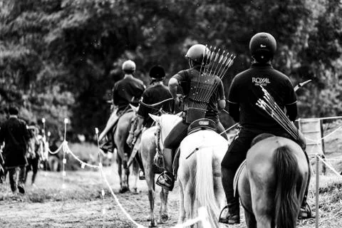 Horseback archery Stock Photos